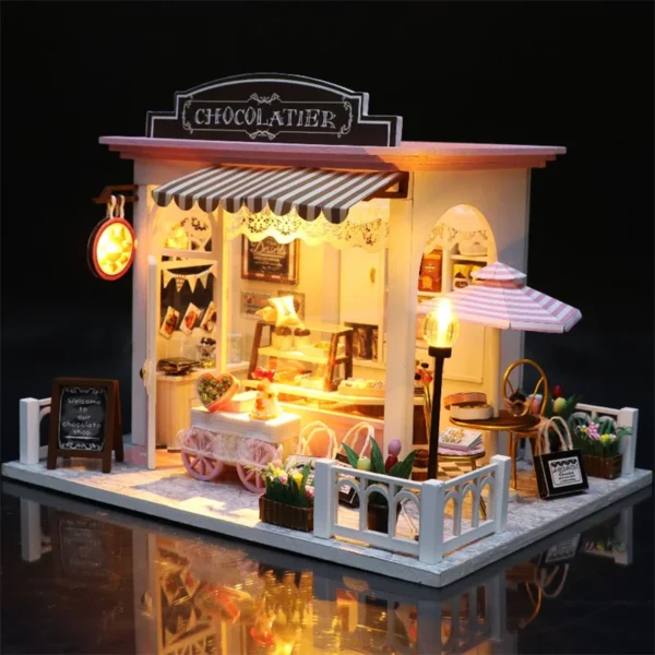 Miniature Dollhouse Kits Chocolate Shop with Furniture for Kids' Gifts - Image 2