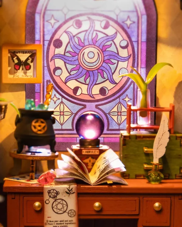 Miniature Dollhouse Kits DIY Magic Study With LED & Furniture - Image 3