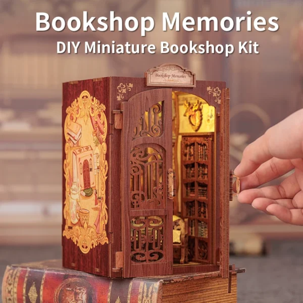 Miniature Dollhouse Kits DIY Book Nook Wooden Model With Light