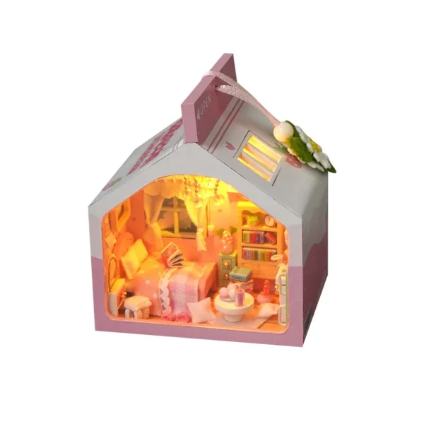 Miniature Dollhouse Kits - DIY Pink Girly Heart Milk Carton House for Girls - Image 3