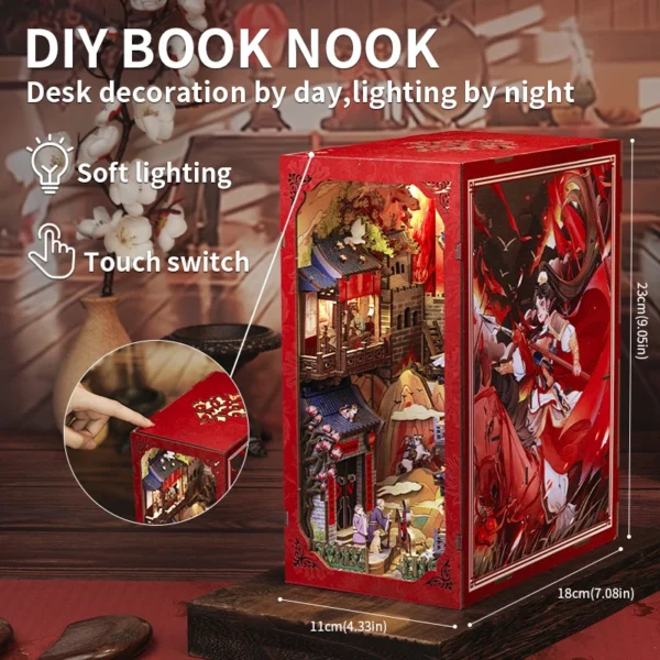 Miniature Dollhouse Kits DIY Chinese Book Nook With Light & Cover - Image 2