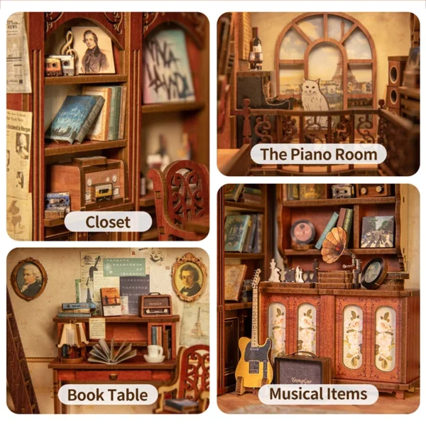 Miniature Dollhouse Kits Book Nook With Touch Light & Cover - Image 5