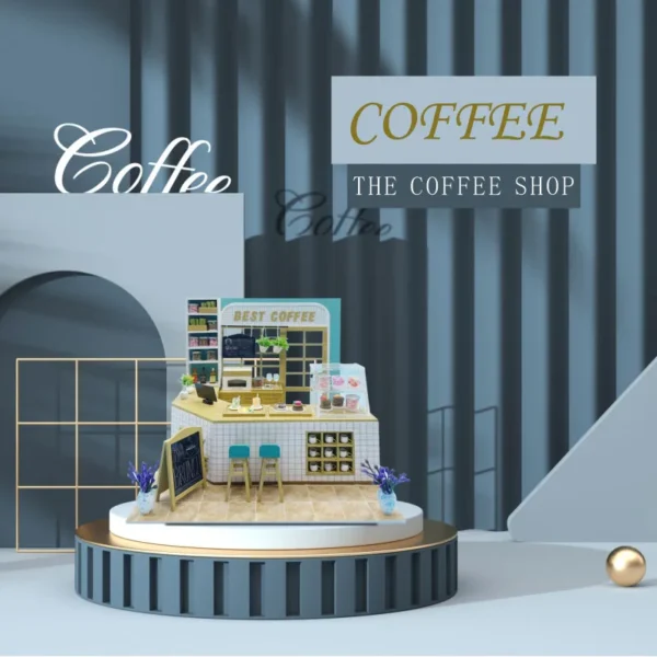 Miniature Dollhouse Kits: DIY Wooden Coffee Shop Model with Furniture for Children