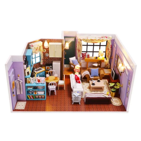 DIY Monica's Apartment Miniature Dollhouse Kit with Furniture - Great Gift