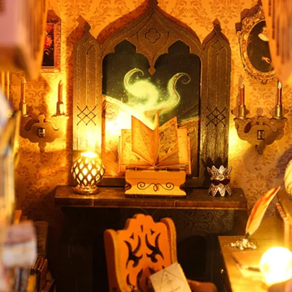 DIY Wooden Magic Library Book Nook Miniature Dollhouse Kit - Image 6