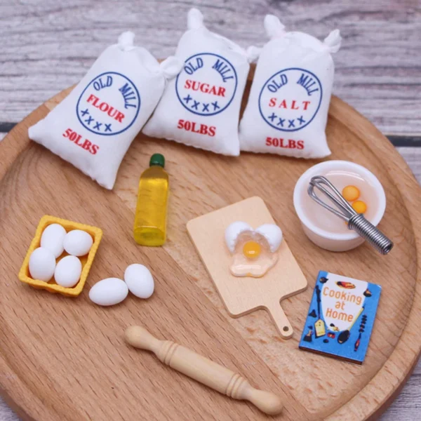 Miniature Dollhouse Kits Whisk Flour Bag DIY Accessories Set