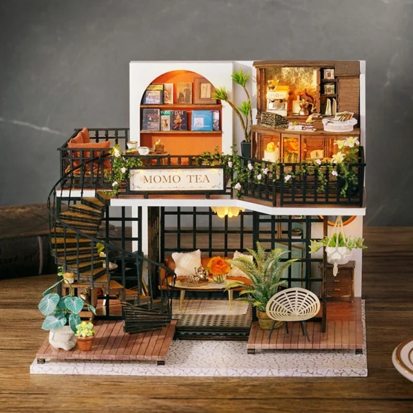 Miniature Dollhouse Kits With Furniture - DIY Momo Coffee Shop