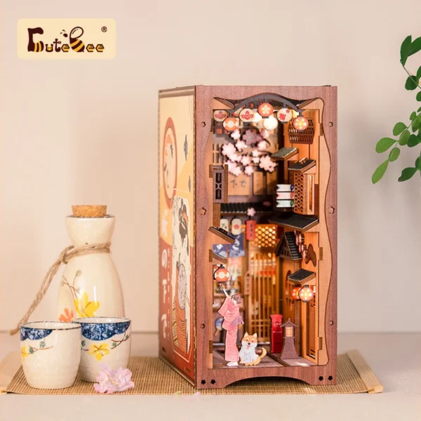 Miniature Dollhouse Kits DIY Japanese Cherry Blossom Book Nook Gift - Image 6